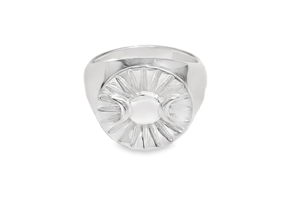 Sterling silver ring sun and moon