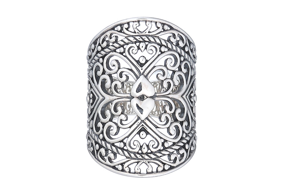 Anillo plata 925 corazon adornado 