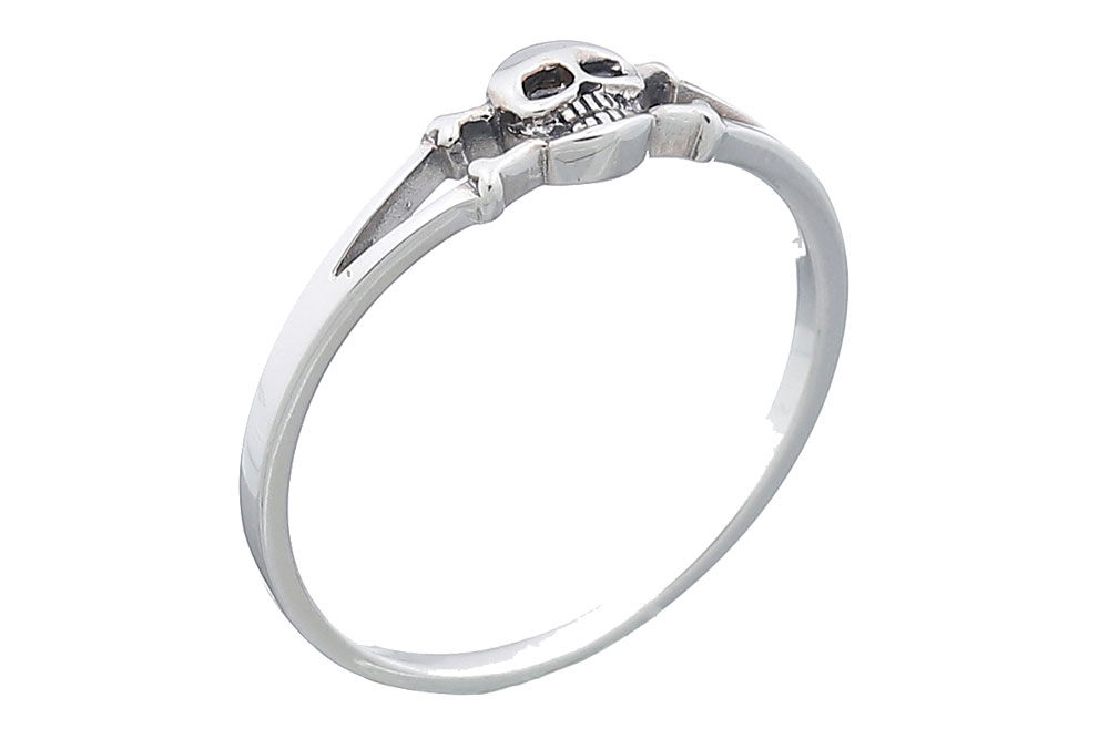 [14857R00TA1200OX] Sterling silver skull ring (EU size 52)