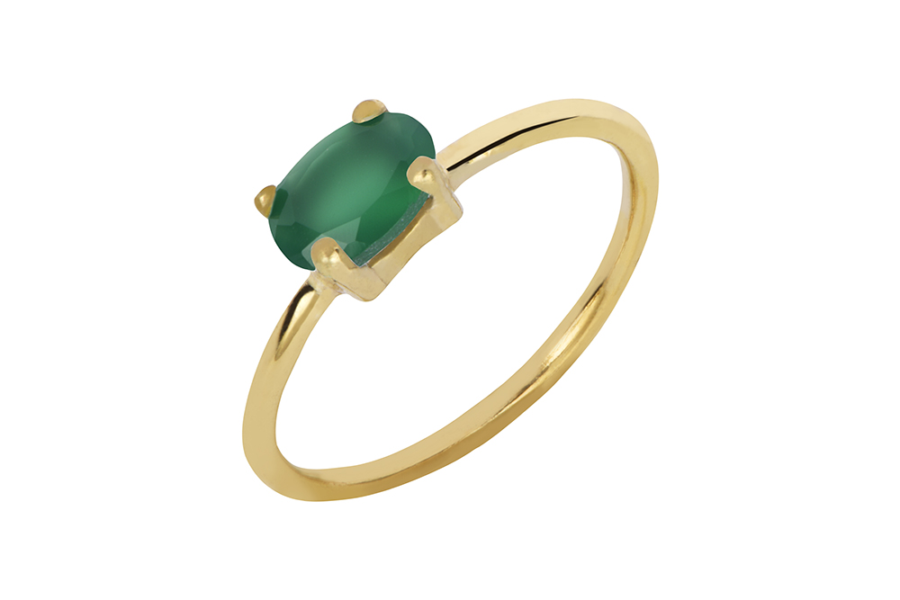 Sterling silver oval semiprecios stone ring