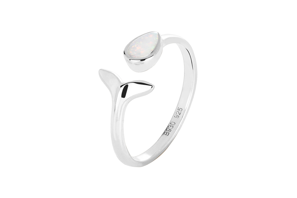Anillo plata 925 cola ballena con piedra semipreciosa