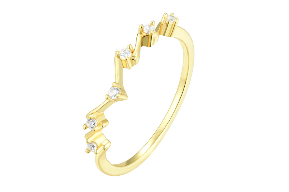 [14985R00TA12BLDO] Sterling silver zirconia ring (EU size 52, Gold plated)