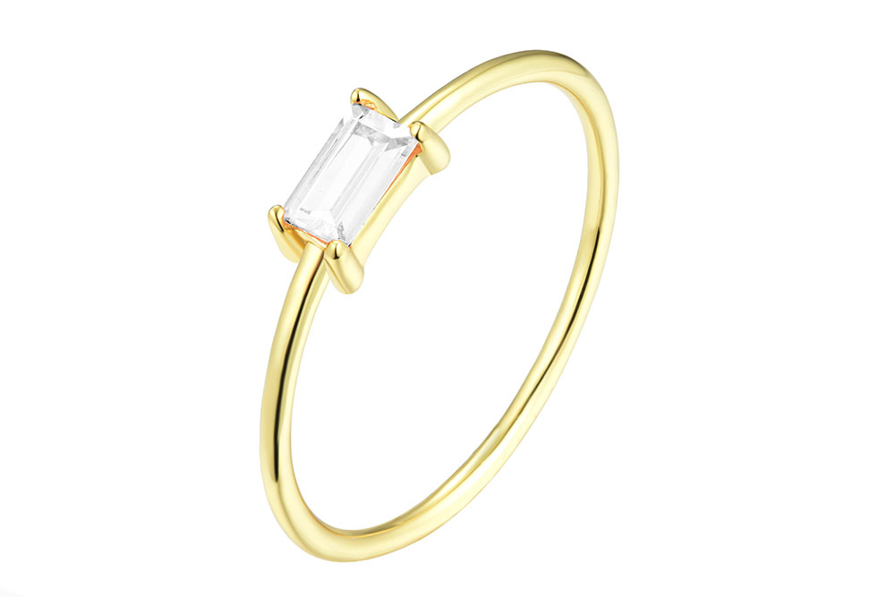 Sterling silver baguette zirconia ring