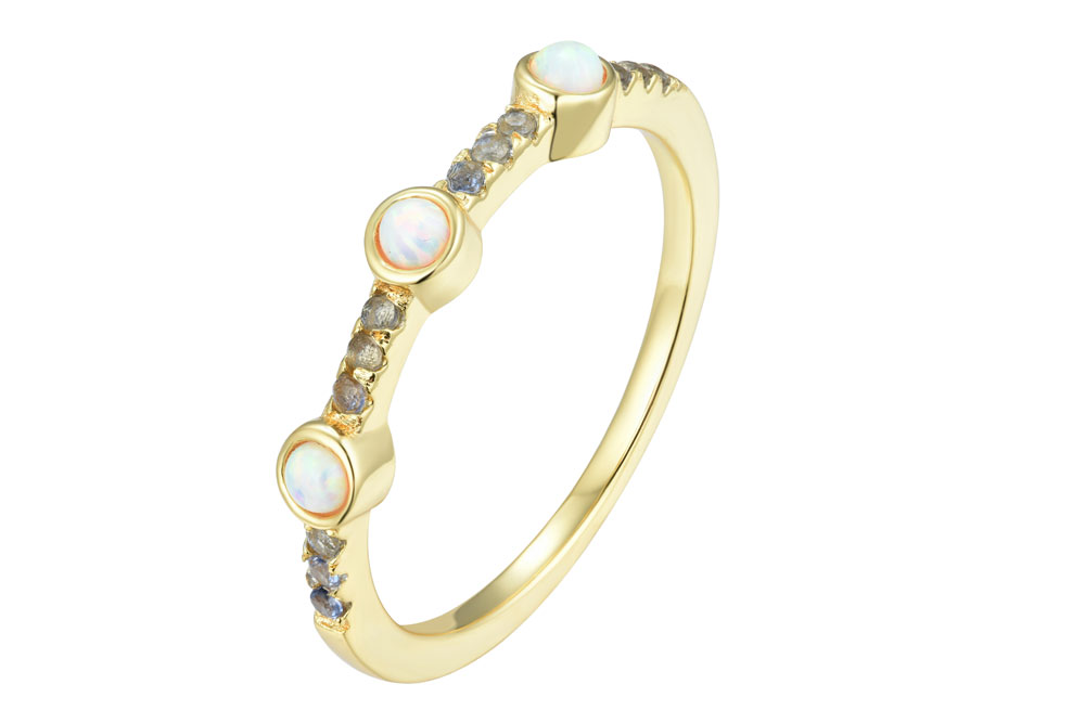 Sterling silver three rounded stones ring