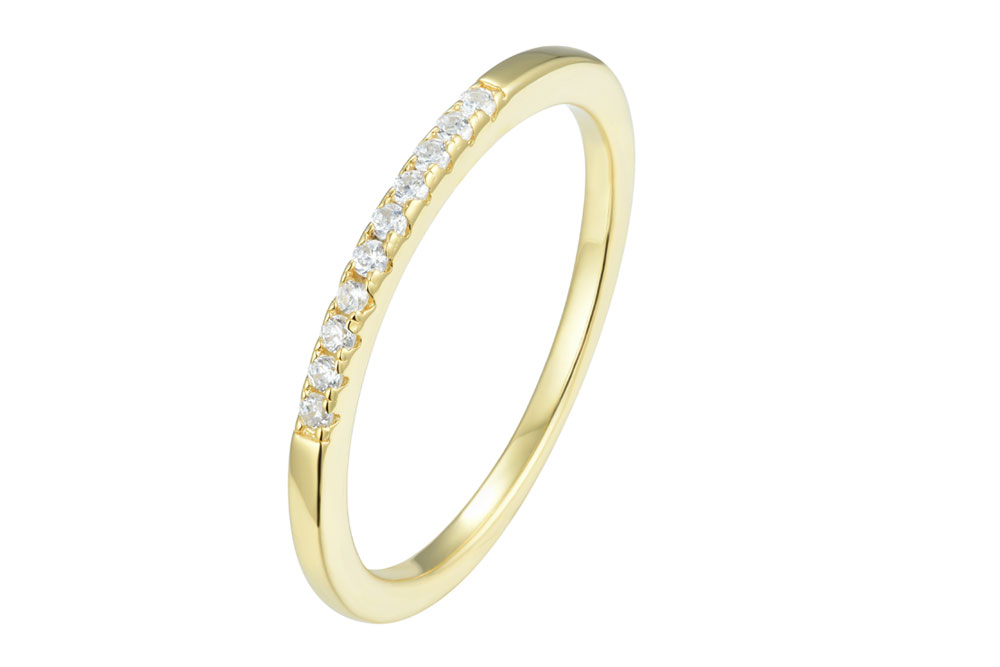 [14997R00TA12BLDO] Sterling silver zirconia ring (EU size 52, Gold plated)