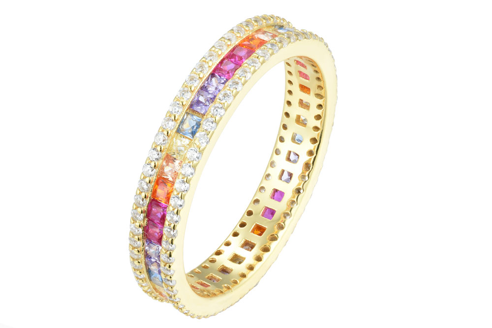 Anillo plata 925 alianza con circonitas blancas