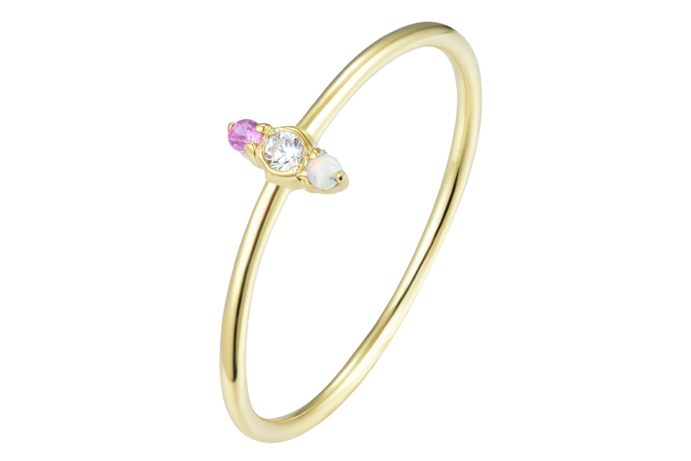 Sterling silver three zirconias ring