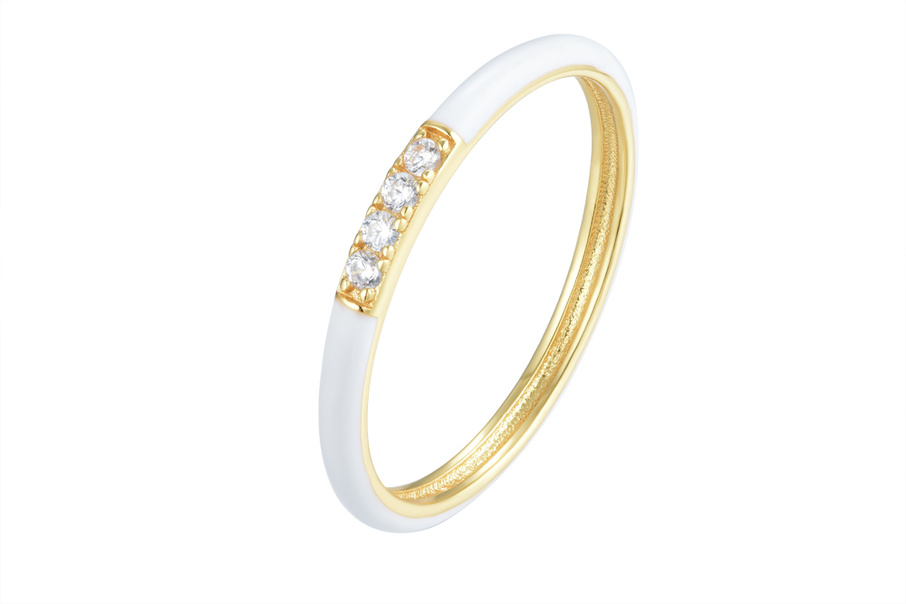Anillo plata 925 esmalte con zirconitas blanca