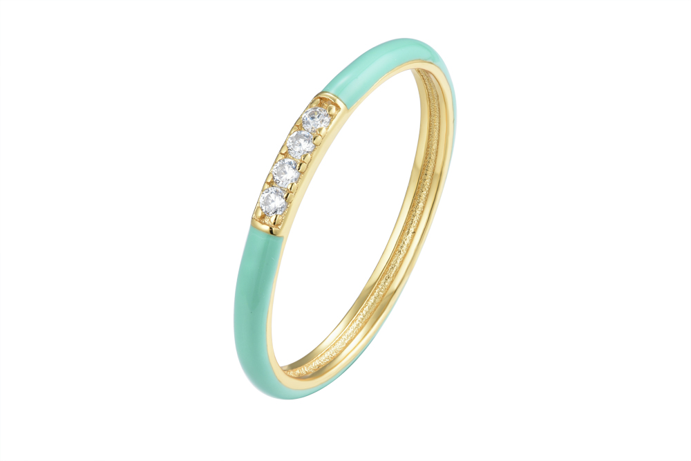 Sterling silver enamel & zirconia ring