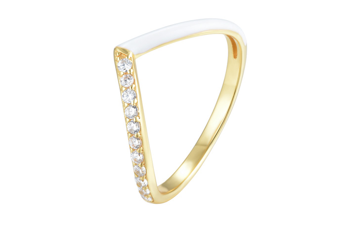 Anillo plata 925 pico esmalte con zirconitas blancas