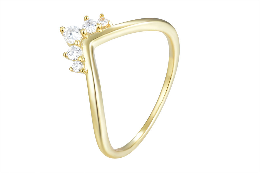 [15534RTA12ZBLDO] Sterling silver zirconia ring (EU size 52, Gold plated)