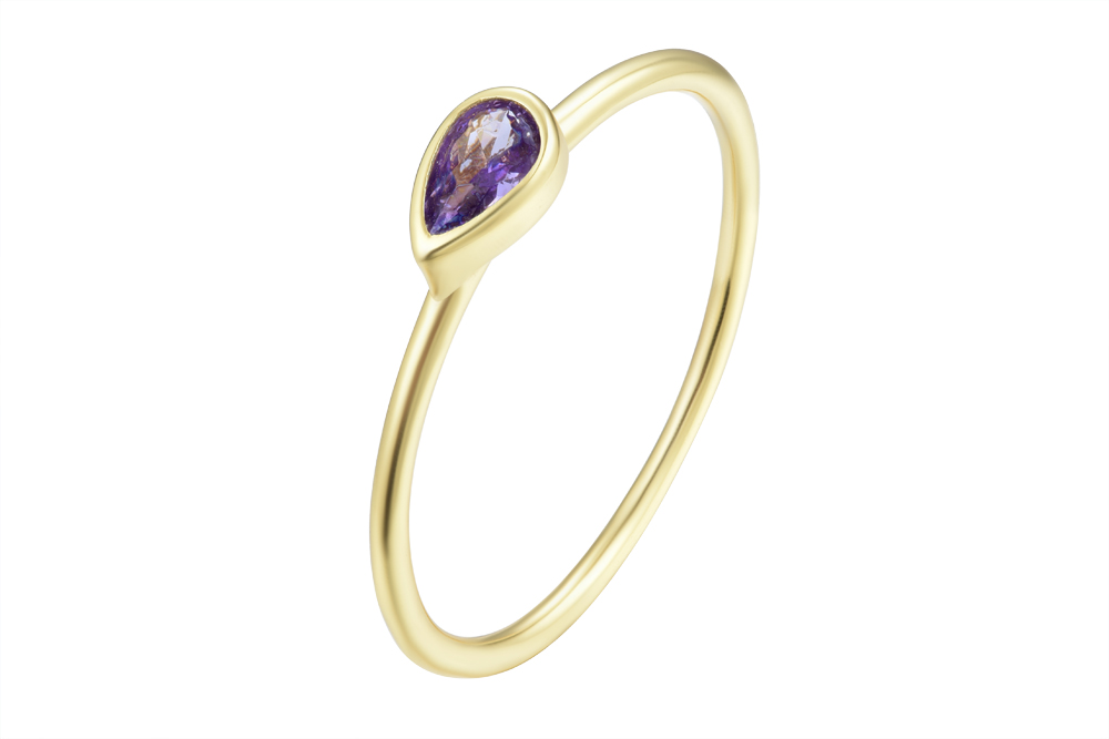 Anillo plata 925 zirconita pera 4x6mm