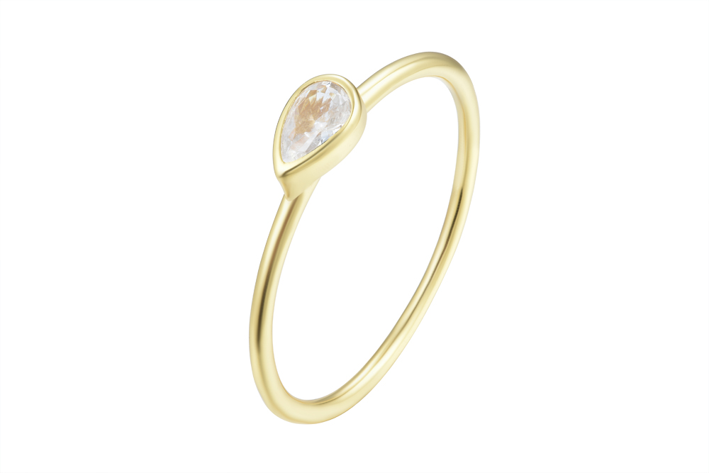 [15536RTA12ZBLDO] Anillo plata 925 zirconita pera 4x6mm (Talla 12, Blanca, Oro)