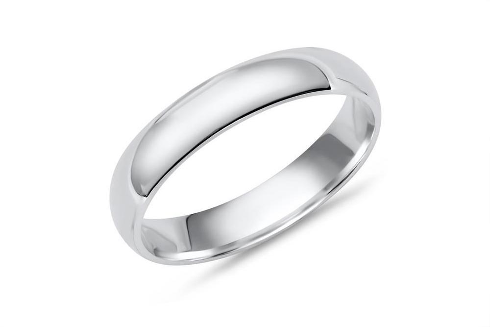 Sterling silver 4 mm standard half round wedding band
