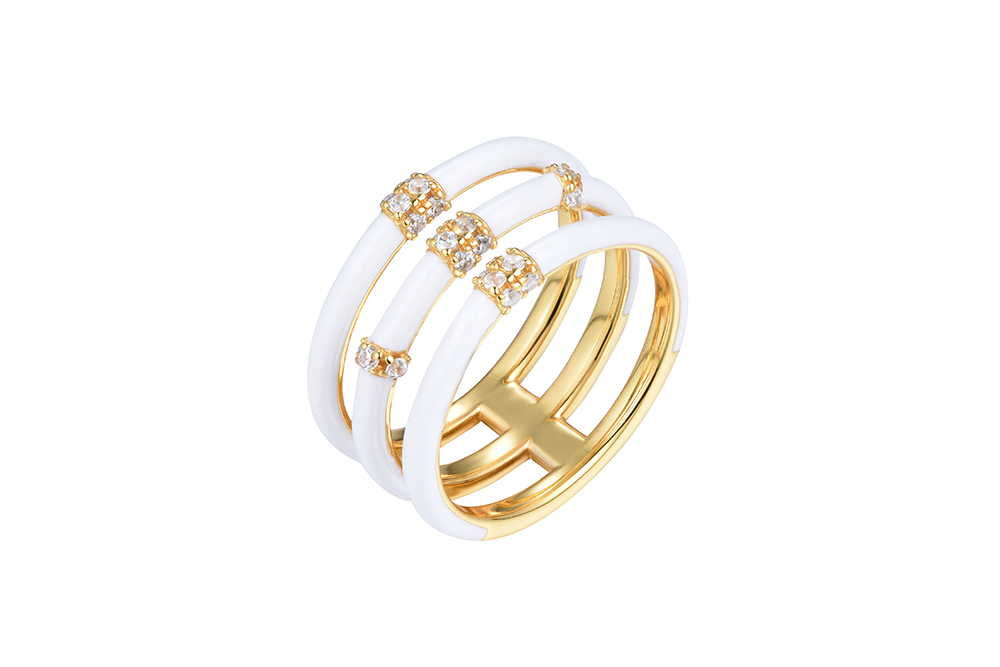 [16127RTA12EBLDO] Sterling silver enamel zirconia ring (EU size 52, White)