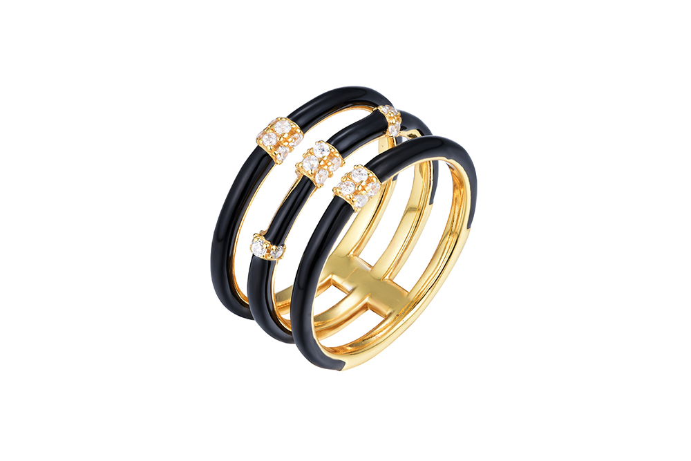 Sterling silver enamel zirconia ring