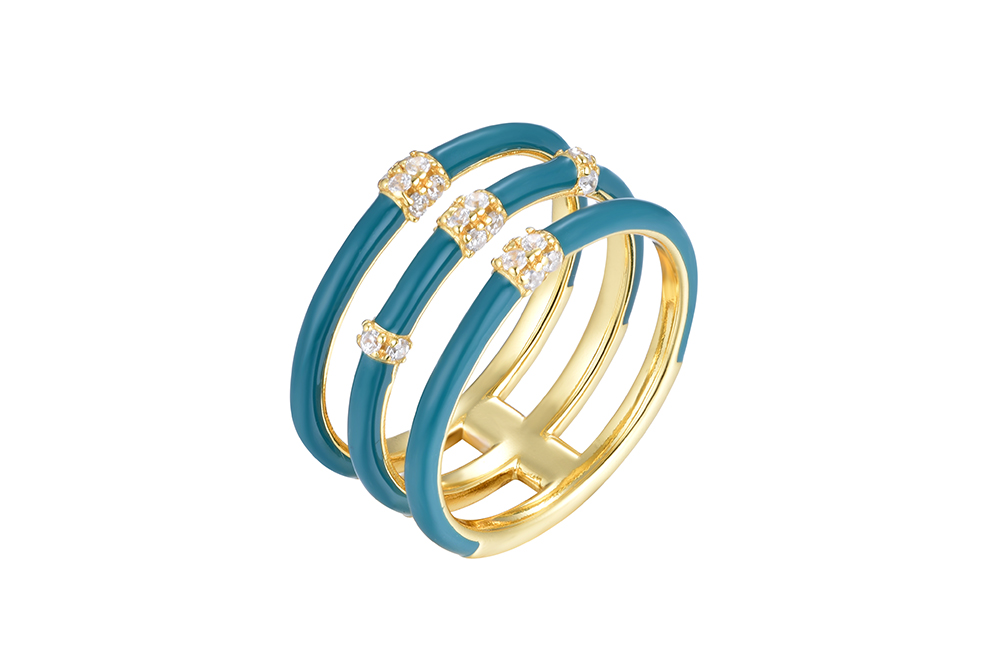 Sterling silver enamel zirconia ring