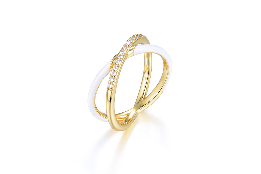 Anillo plata 925 alianzas cruzadas esmalte con zirconita