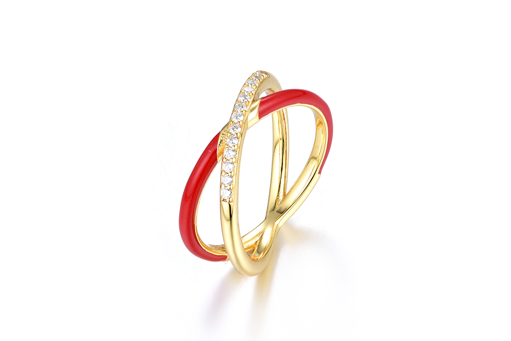 Sterling silver enamel zirconia ring