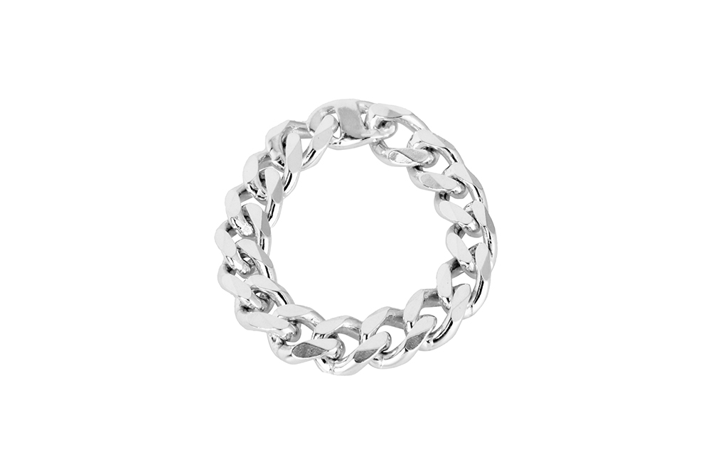 Sterling silver curb chain ring
