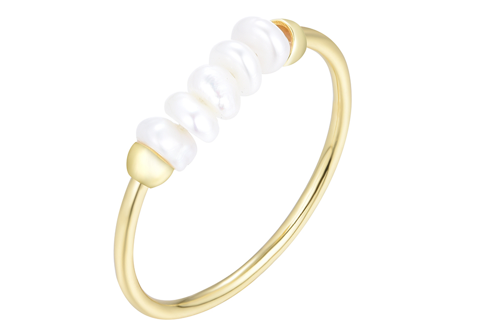 Sterling silver 4mm pearls ring