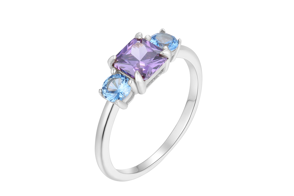 Anillo plata 925 tres zirconitas