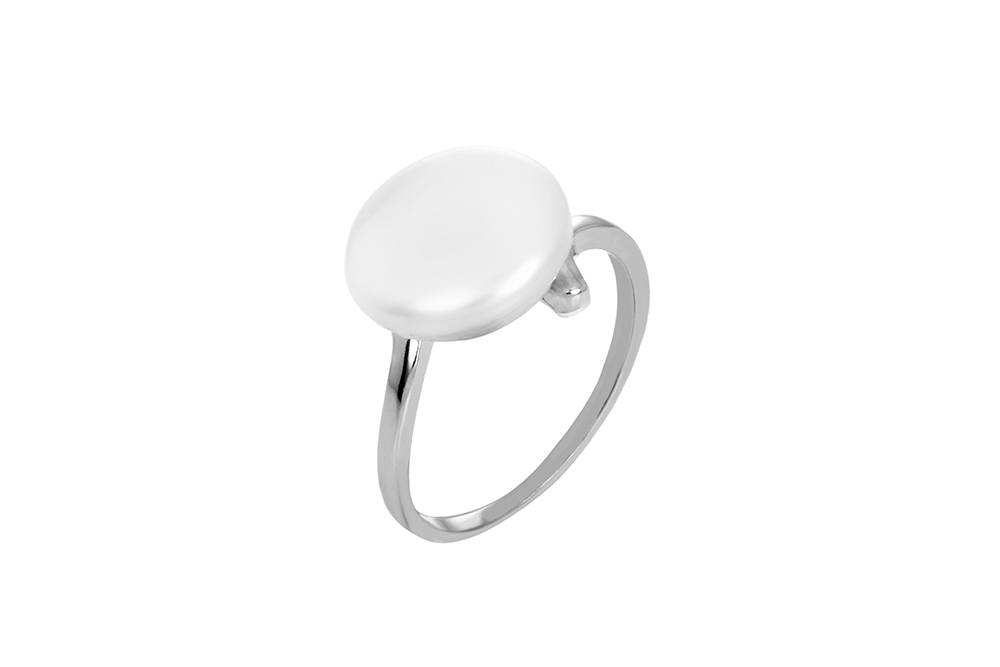 Sterling silver 11-12mm coin pearl ring
