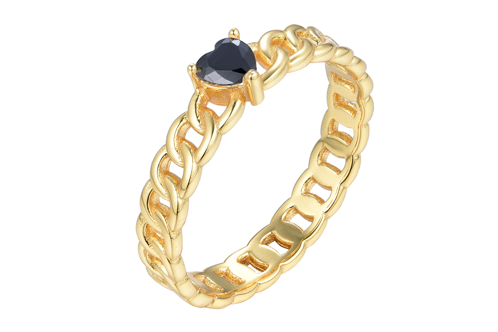 Anillo plata 925 cadena circonita corazón 5x5mm