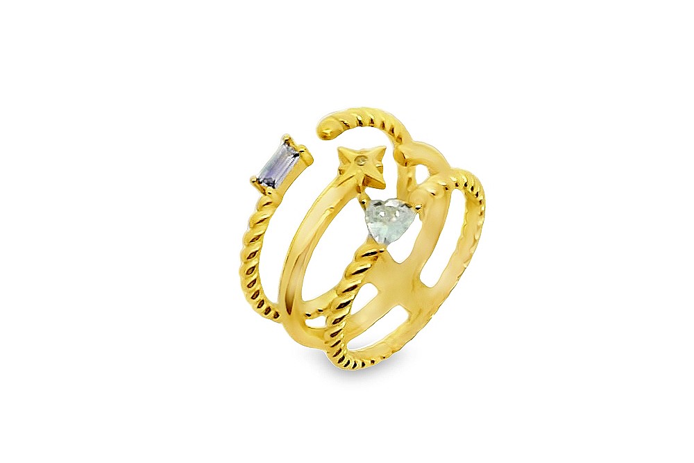 Anillo plata 925 triple abierto rosa de los vientos