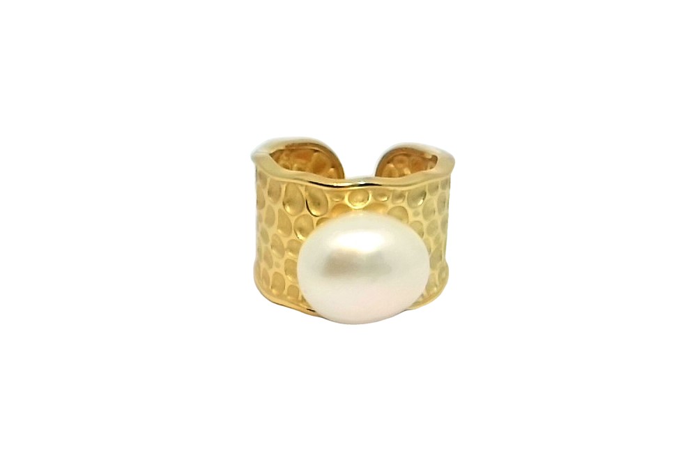 Sterling silver 11-12.5mm freshwater cultured pearl open ring