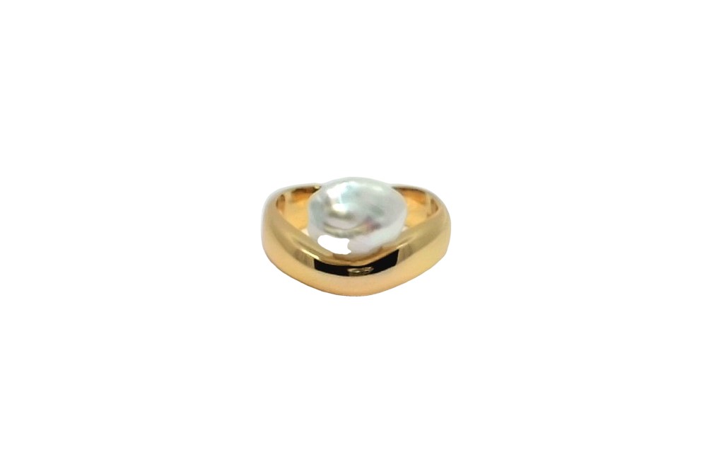 Sterling silver 8-9.5mm baroque freshwater cultured pearl open ring