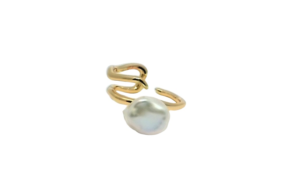 Sterling silver 9-10.5mm baroque freshwater cultured pearl open ring