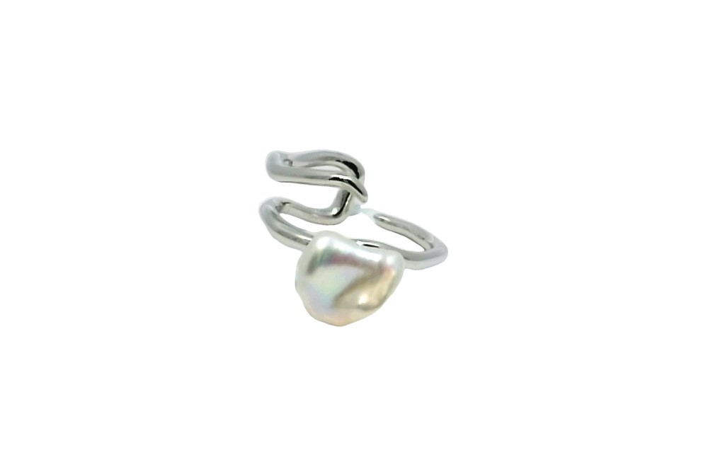 Anillo plata 925 abierto perla cultivada barroca 9-10.5mm