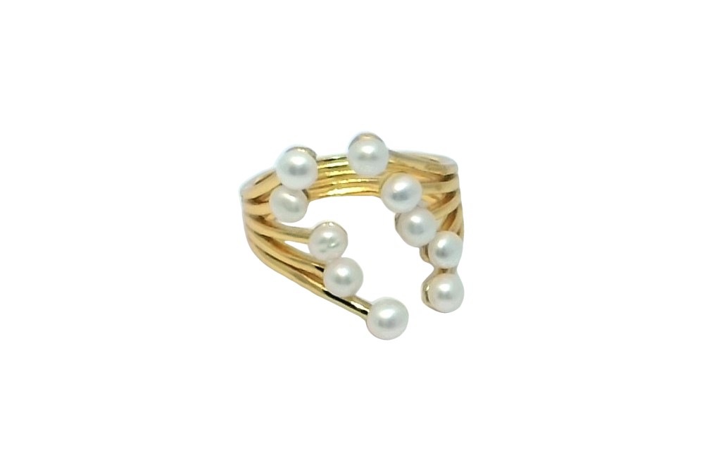 Anillo plata 925 abierto 10 perlas cultivadas 3-3.5mm