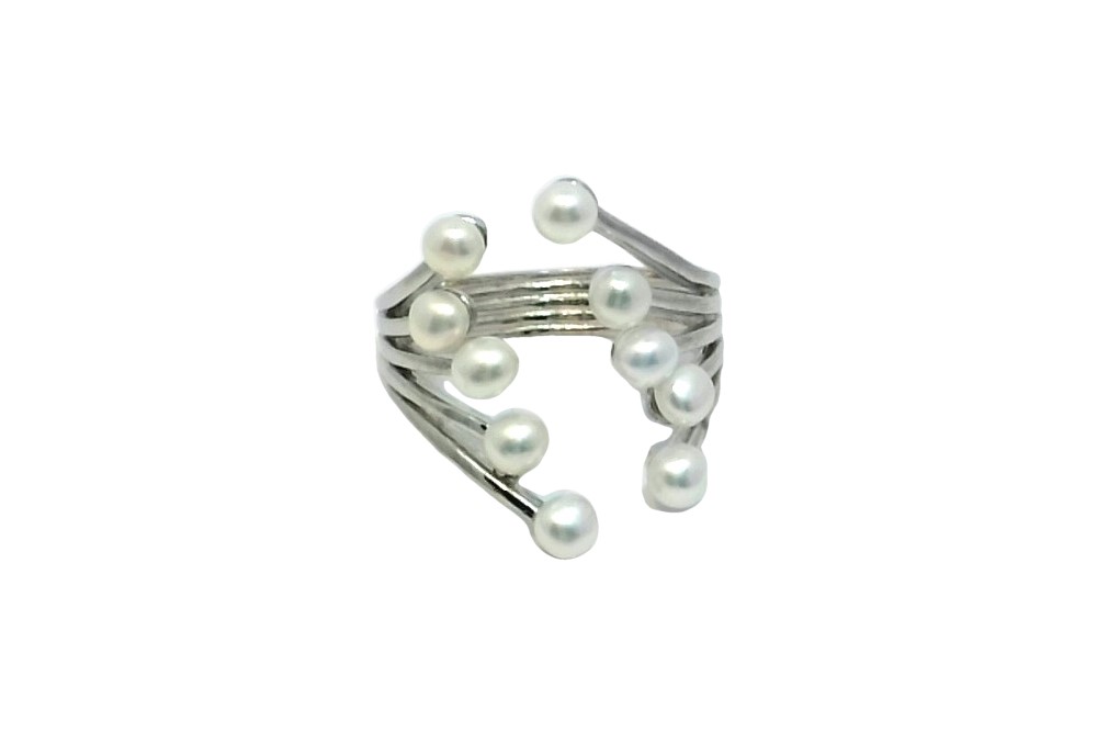 Anillo plata 925 abierto 10 perlas cultivadas 3-3.5mm