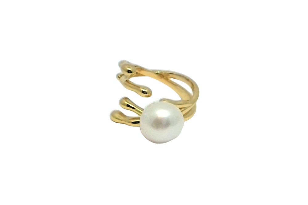Anillo plata 925 abierto perla cultivada 9.5-10.5mm