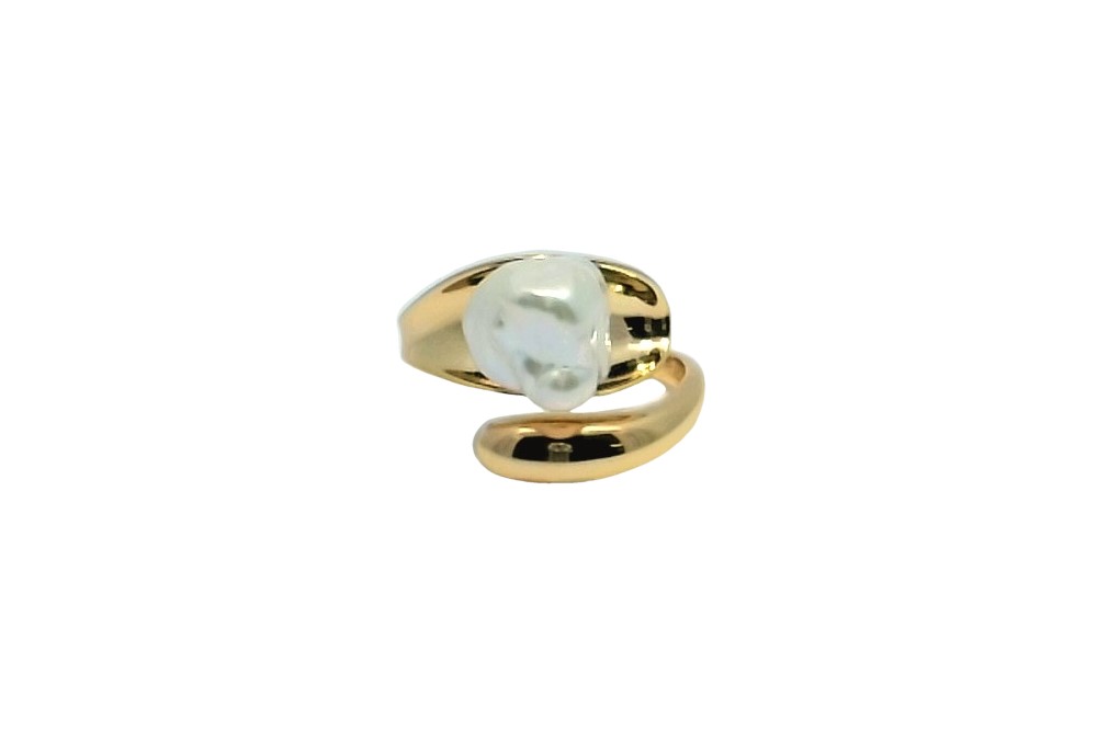 Sterling silver 9.5-10.5mm baroque freshwater cultured pearl open ring
