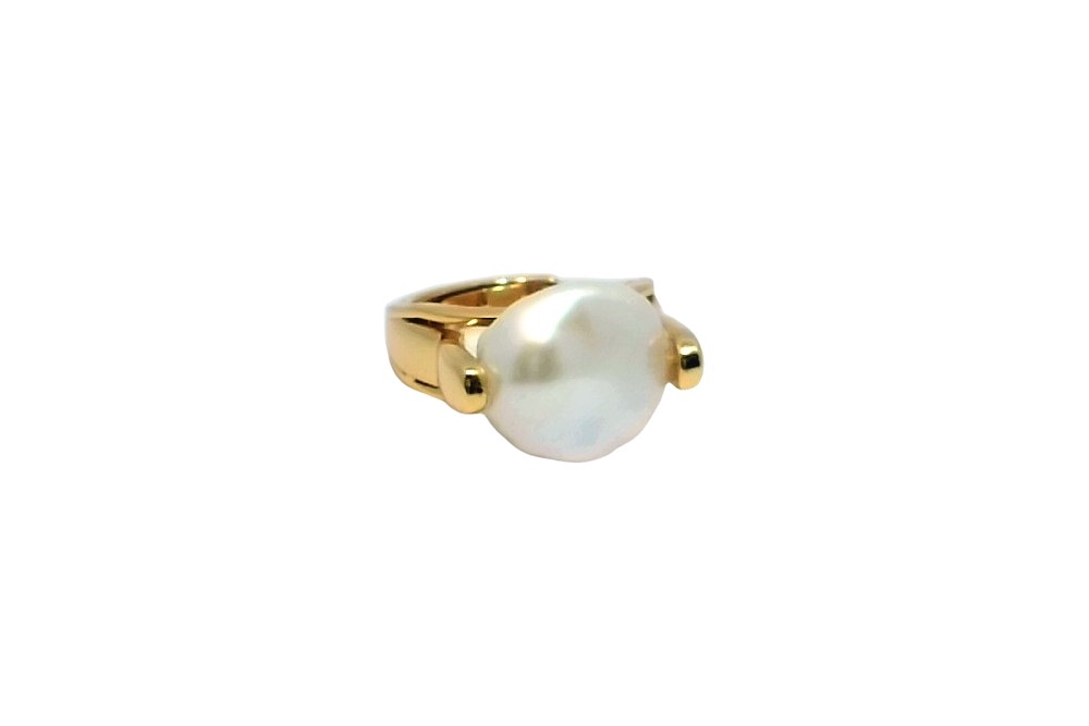 Sterling silver 12.5-13.5mm baroque freshwater cultured pearls ajustable sized ring