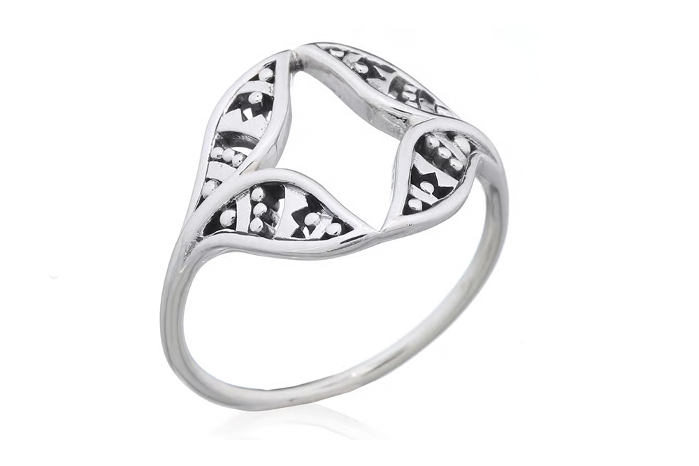 Sterling silver two whale tails ring