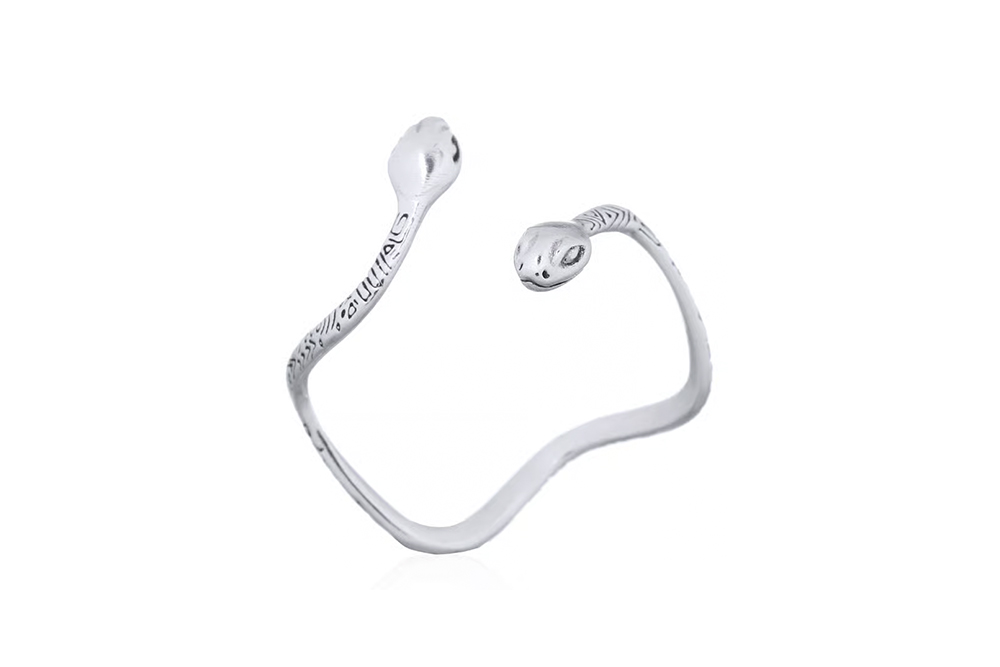 [17536RTA12OX] Sterling silver snake open ring (EU size 52)