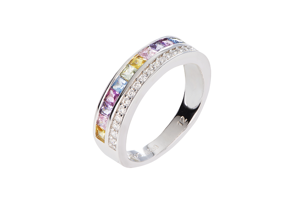 Anillo plata 925 zirconita arcoiris