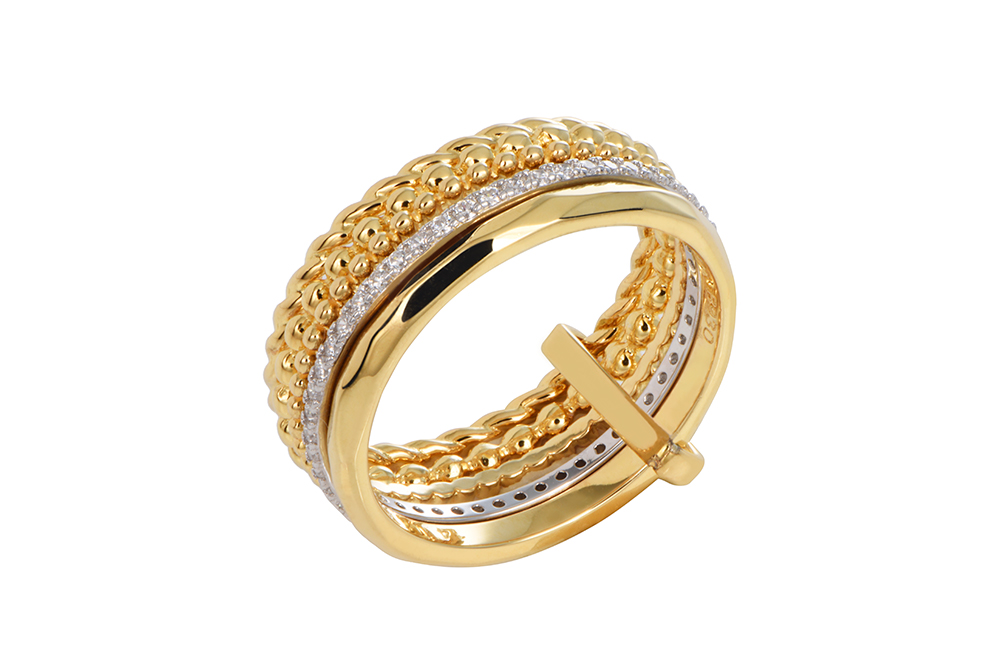 [17701RTA12ZBLRDDO] Anillo plata 925 cinco alianzas variadas con zirconita (Talla 12)