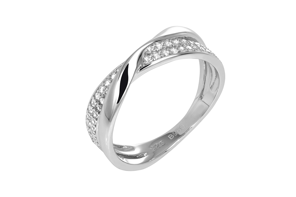 Anillo plata 925 alianzas cruzadas con zirconitas