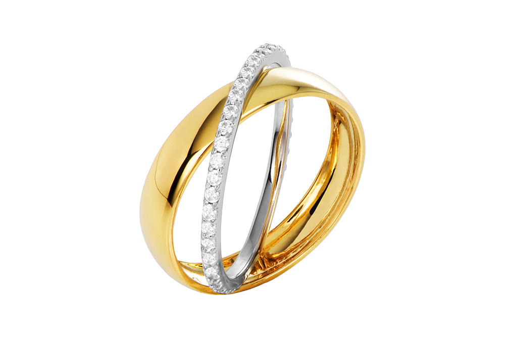 Sterling silver two band rings 4mm & 2mm zirconia ring