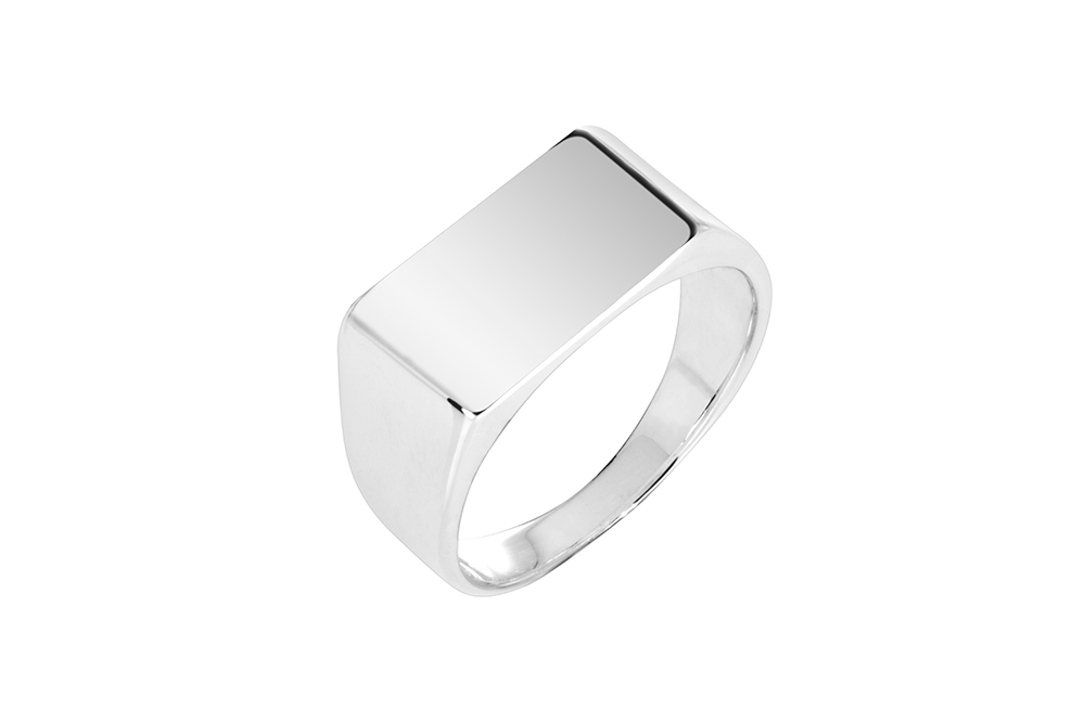 Sterling silver rectangular 9x14mm signet ring