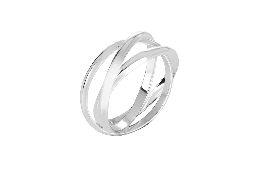 [17851RTA10PL] Sterling silver ring with three 2mm bands (EU size 50)