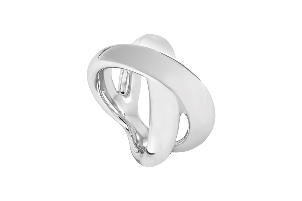 [17897RTA12PL] Sterling silver crossover electroform ring (EU size 52)