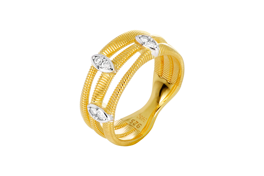 Anillo plata 925 3d con circonitas 3x5mm