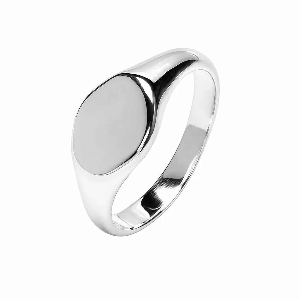 [17928RTA10PL] Sterling silver horizontal oval signet ring (EU size 50)