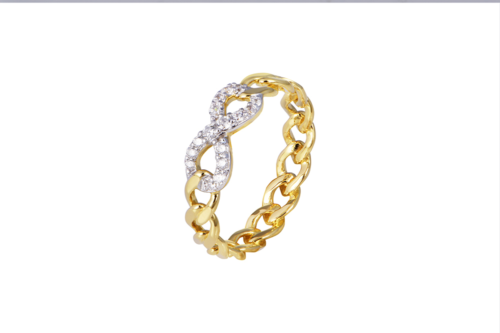 Anillo plata 925 eslabones con simbolo infinito zirconita